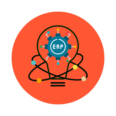 Icon representing the development of a complete ERP system for business process digitization.