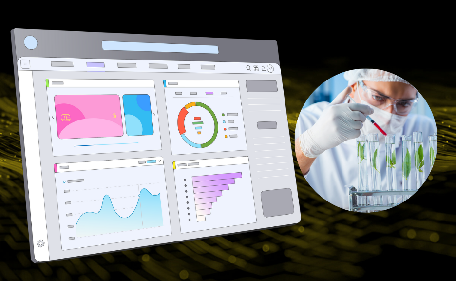 Illustration of clinical trial processes, including trial comparisons,
														patient selection, progress monitoring, and data analysis for contract research organizations.