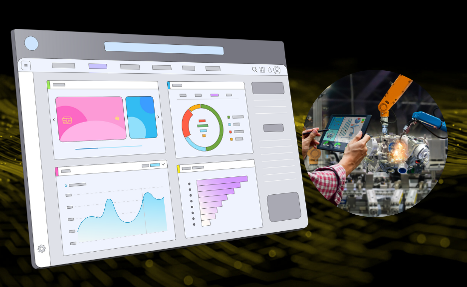 Visualization of manufacturing analytics, OEE performance, real-time tool monitoring,
															and predictive maintenance for equipment.